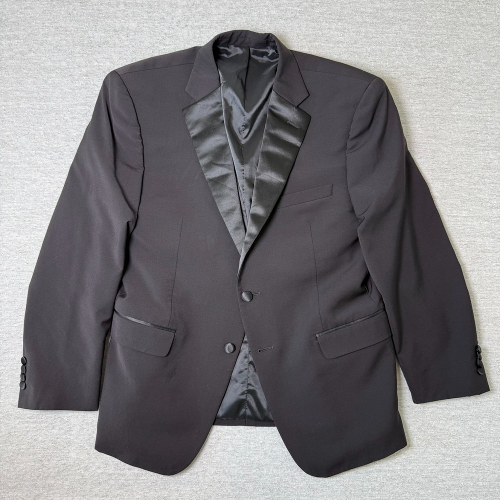 Calvin Klein Men's Tuxedo Jacket‎ Size 42S Black Satin Shawl Lapel Wool Blazer